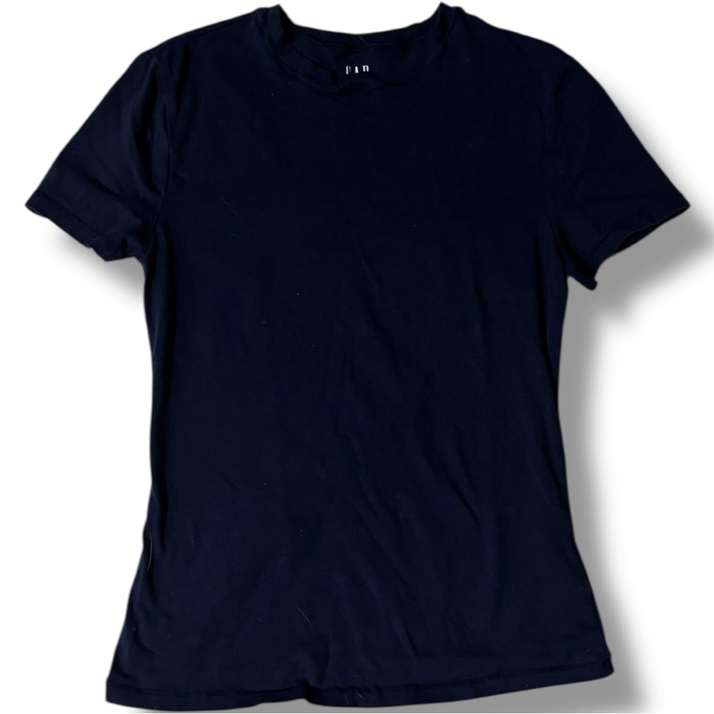GAP Navy Short Sleeve Crewneck Fitted Cotton Classic Casual Women's Tee - Picture 16 of 16